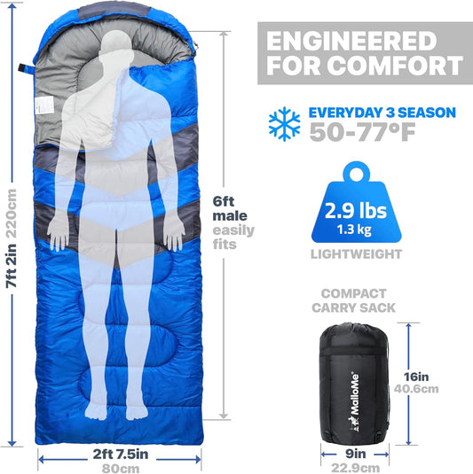 Adult and Youth Cold Weather Sleeping Bags - Lightweight Compact Camping Gear for Backpacking and Hiking Essentials