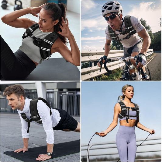 Premium Adjustable Weighted Vest for Men and Women with Reflective Stripe - Ideal for Walking, Running, and Strength Training